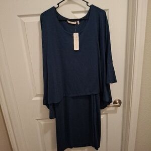 NWT Soft‎ Surroundings XL Dark Blue Comfy Oversized Relaxed Layered Dress